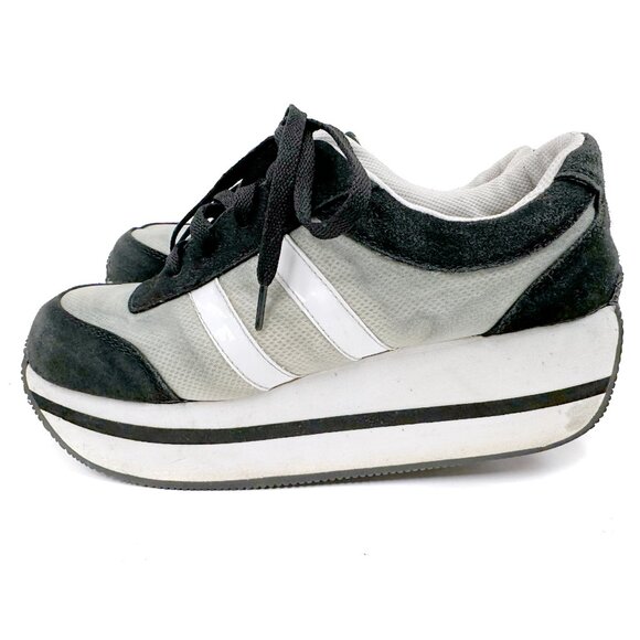 Vintage Y2K Grunge Womens 8.5 Distressed Suede Leather Platform Shoes Sneakers - Picture 4 of 13